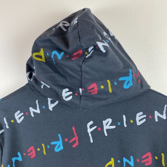 Friends Hoodie Sweatshirt M Gray Multicolor Graphic Pocket Fleece Lined - Picture 6 of 10